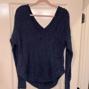 Victoria’s Secret v-neck navy oversized crochet sweater.